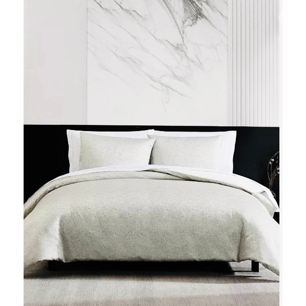Vera Wang Silver Speckled Satin Jacquard 3 pc King Duvet Cover Set 107x92" New